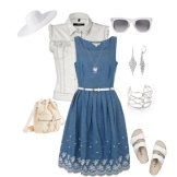 White accessories para sa denim dress