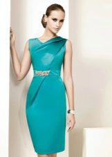 Sheath dress evening short color turquoise