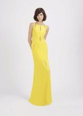 Yellow evening dress with perforation