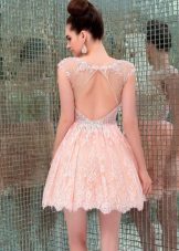 Short evening dress with lace back