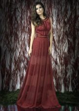 Lace red dress to the floor