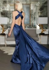 Blue evening dress with open back