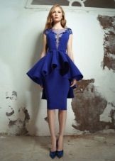 evening dress blue with basque midi
