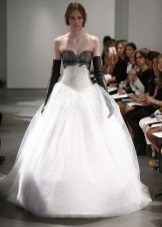 Wedding dress with black lace from Vera Wong