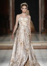Beige silk evening dress