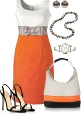 Orange dress with white