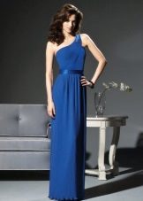 Blue Greek dress sa isang balikat