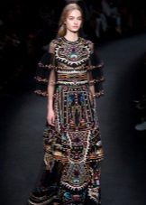 Color dress with a transparent lush sleeves