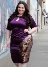Lilac sheath dress for the full figure of an apple