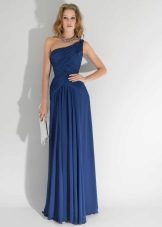 Blue dress sa estilo ng Griyego sa isang balikat