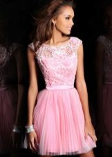 pink dress with lace top