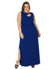 Long blue knitted dress for full