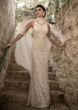 White guipure dress na may American armhole