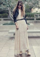 Guipure dress na may jacket