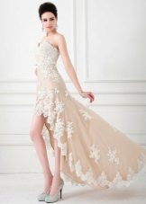 Bustier dress, lace front buksan ang mahabang likod