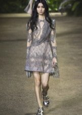 Elie Saab Spring-Summer 2016 Maikling Lila Long Sleeve Dress