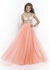 Dress persokovoe with a transparent corset and rhinestones