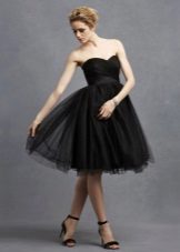 Black flared evening dress with a corset
