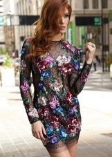 Printed Printed Long Sleeve Short Dress