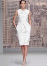 Strict wedding dress sheath fabric moire