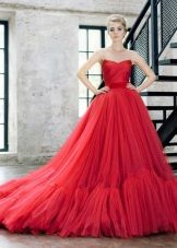 Red fluffy summer dress