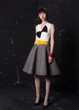 Đầm len A-line Hai tông màu