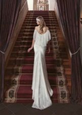 Dress with open back and lowered sleeves