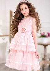 Đầm dự tiệc cho bé gái màu hồng ngắn.