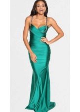 váy satin buổi tối với dây đai