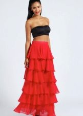 scarlet maxi skirt na may frill