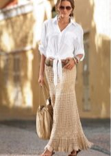 Long tuwid crocheted palda