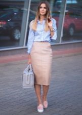 Beige straight tuwid skirt