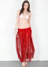 Red beach skirt na may palawit