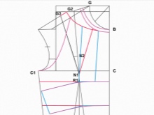 Expansion of a shelf of a bodice on a pattern of the Greek dress