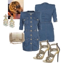 Silver shoes para sa denim dress