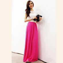 crimson long skirt sa tag-init