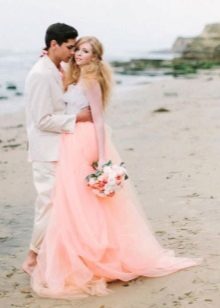 Peach beach dress with basque