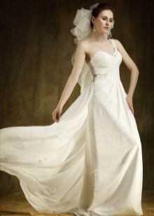 Beach wedding dress on one shoulder