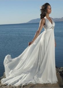 Beach wedding dress of satin