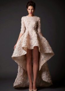 Straight short wedding dress with train