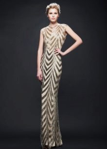Evening dress beige with a print