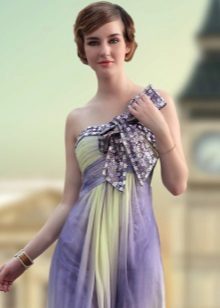 Evening purple dress with bow