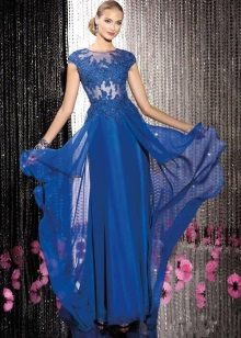 Blue evening dress from guipure