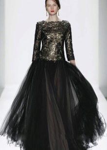 Evening dress with a metallic effect in tol