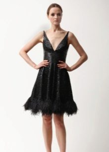 Black evening dress in linen style