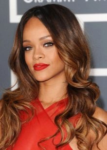 Riana's evening make-up under a red dress