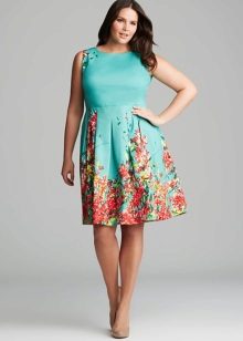 Blue evening dress for full cotton