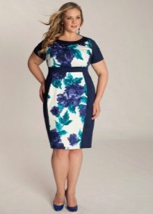Elegant evening dress case with a print for full