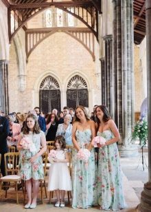 Multicolored bridesmaid dresses