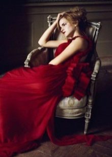 Red stars evening gown